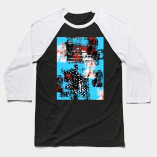 Digital Aqua Block Print Baseball T-Shirt